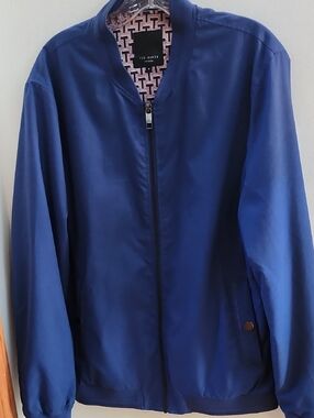 Ted Baker Royal Blue Zip-Front Bomber Jacket